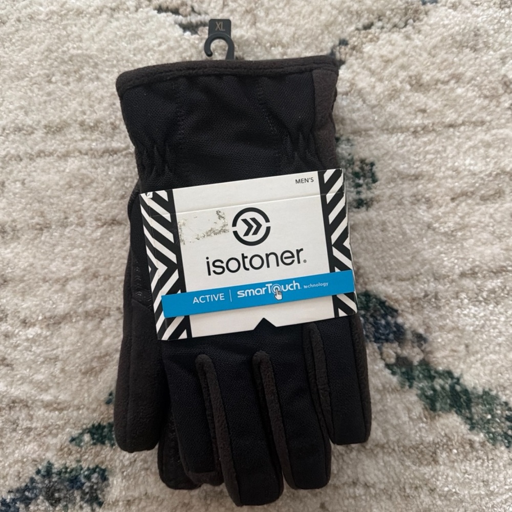 Isotoner Men’s Gloves Fur Sherpa Lined Interior Smart Touch Technology Size XL